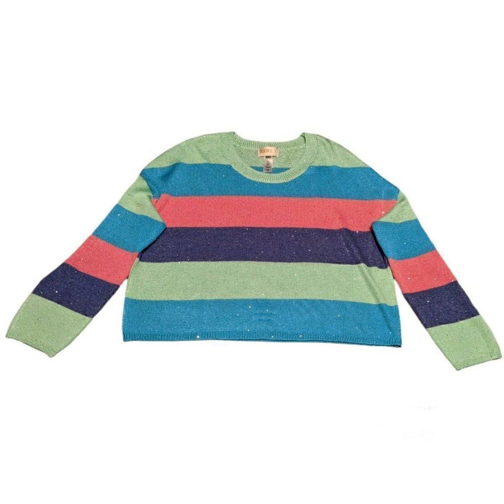 Beach Riot Beach Stripe Sweater in Mod Stripe Multi Cotton Candy Sequins XL NWOT